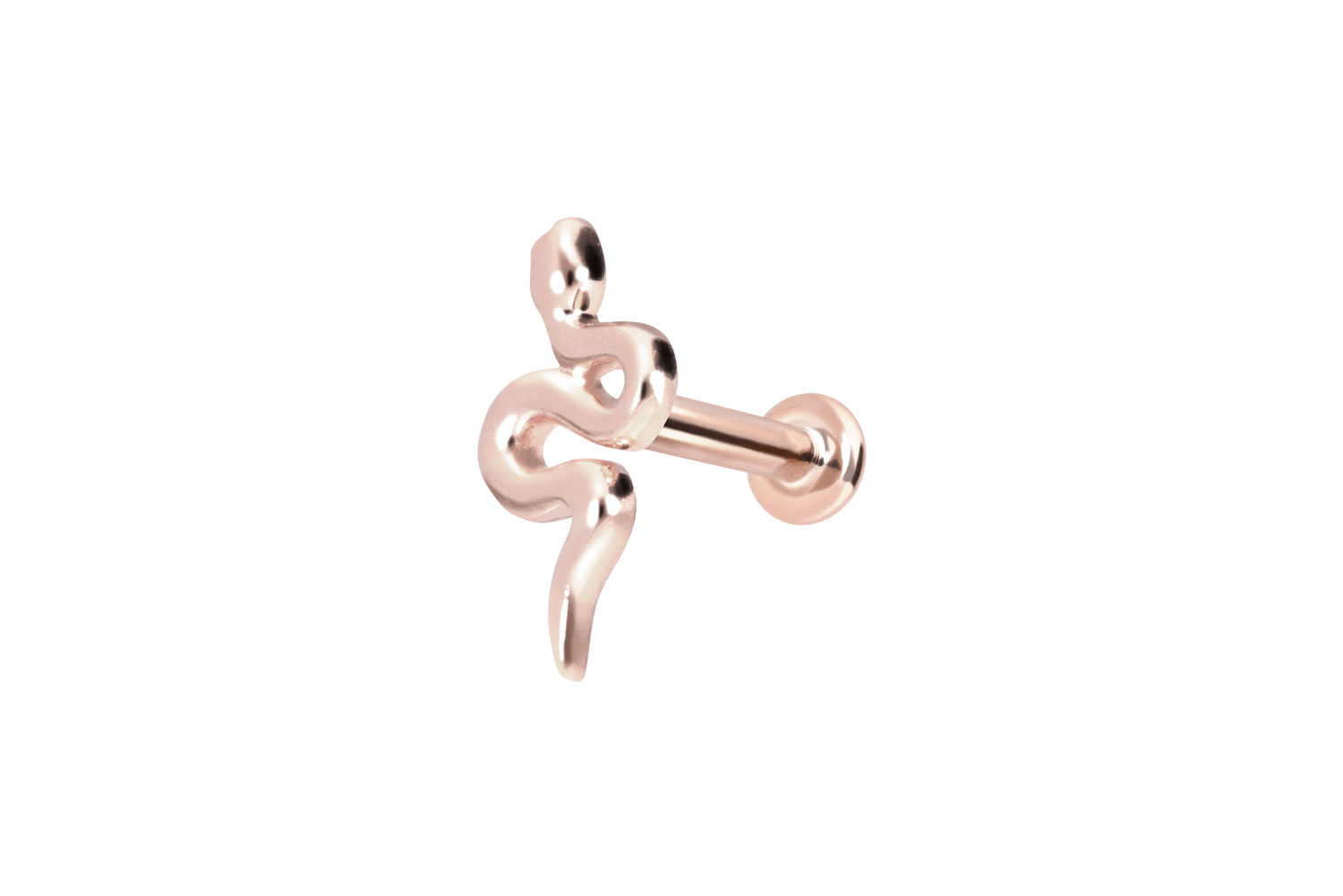 14 Karat Gold Labret Piercing mit Push Fit SCHLANGE